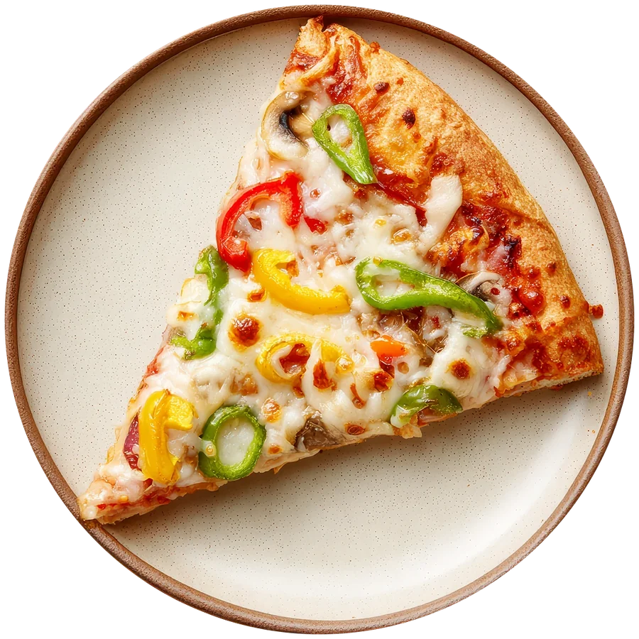 Porción de pizza con pimientos