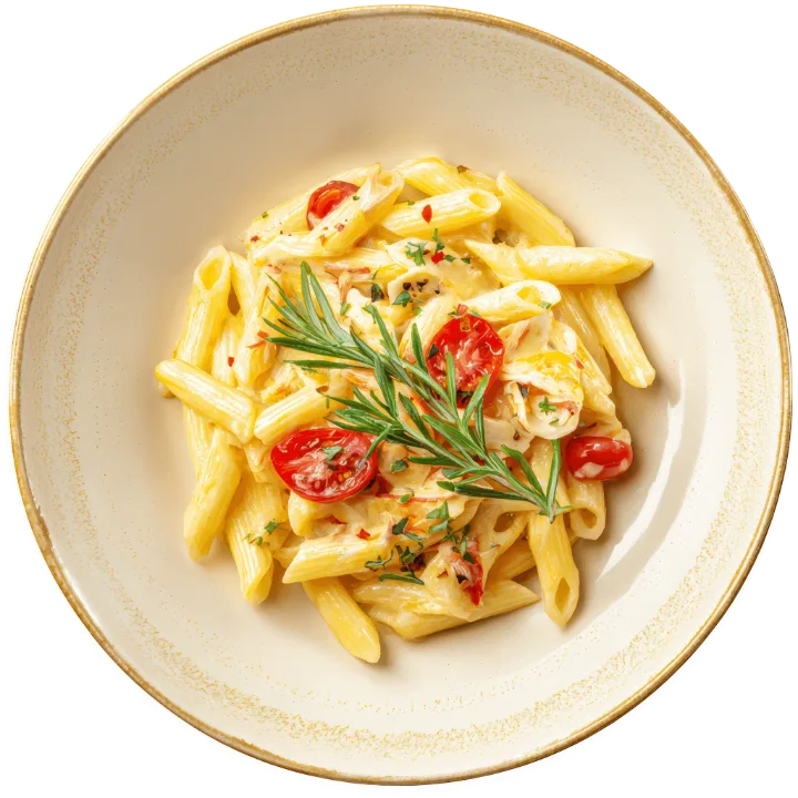 Penne con tomate cherry y romero