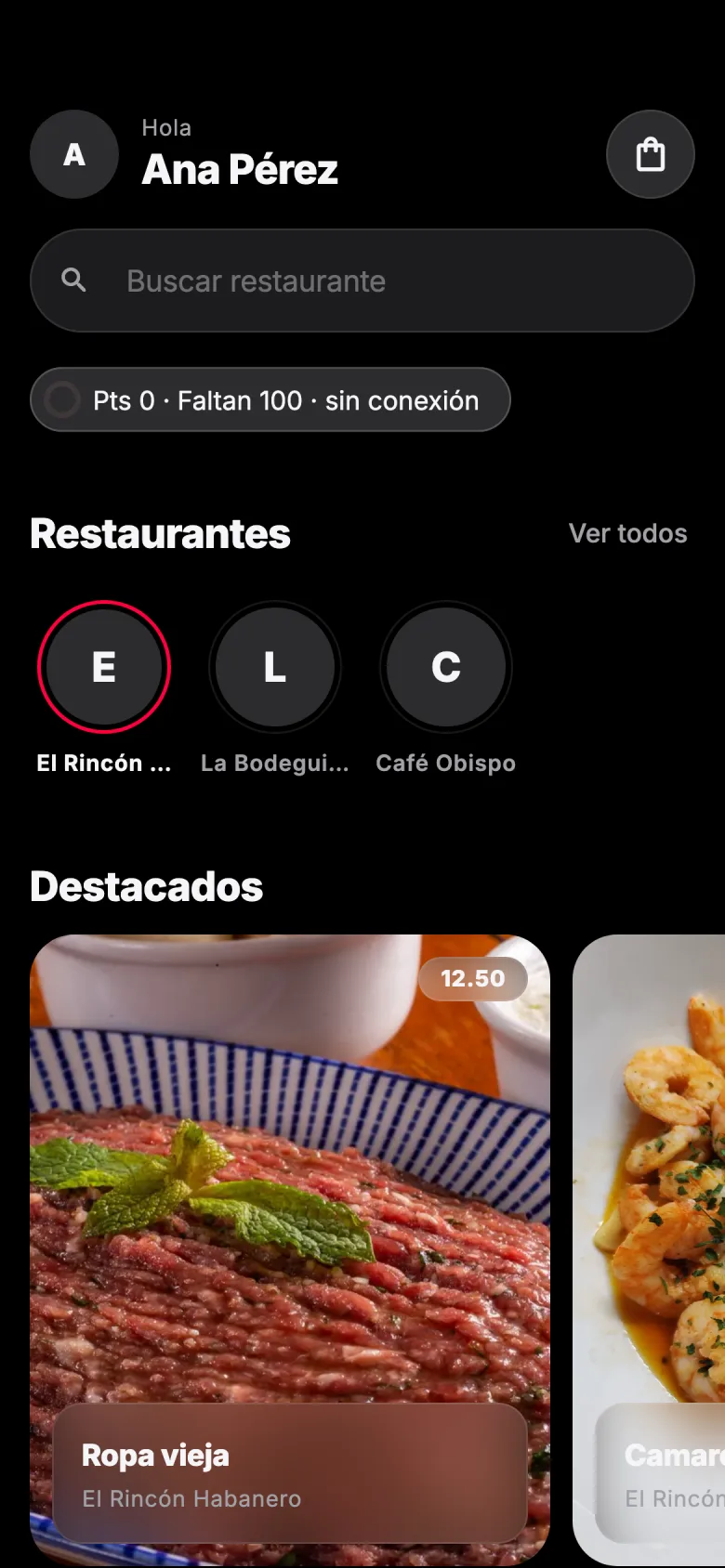 Inicio de Turbo con restaurantes y platos destacados